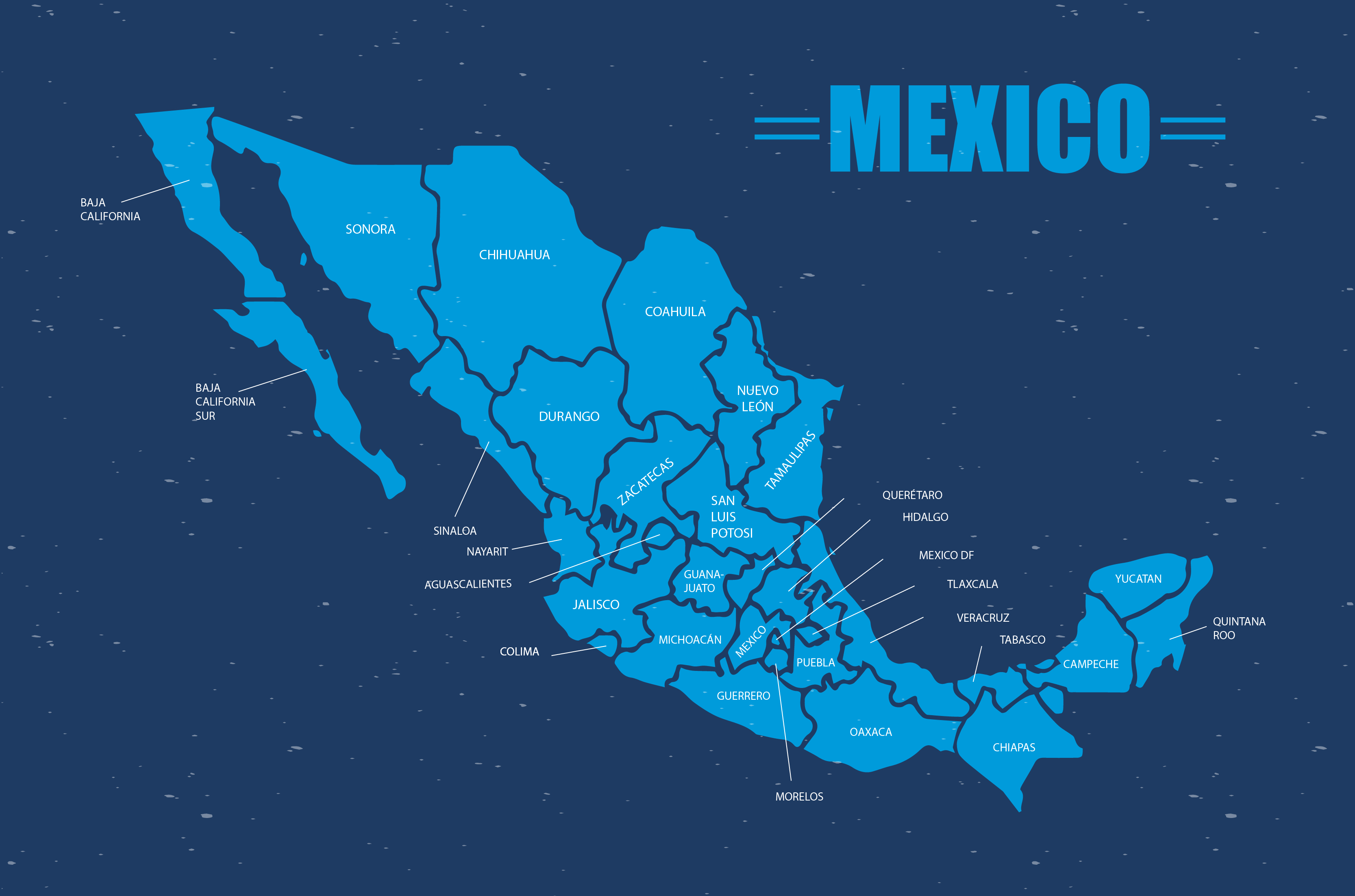 Mapa de México con cobertura de fletes foráneos desde Monterrey